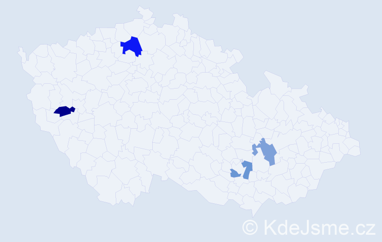 Příjmení: 'Kolibárová', počet výskytů 5 v celé ČR