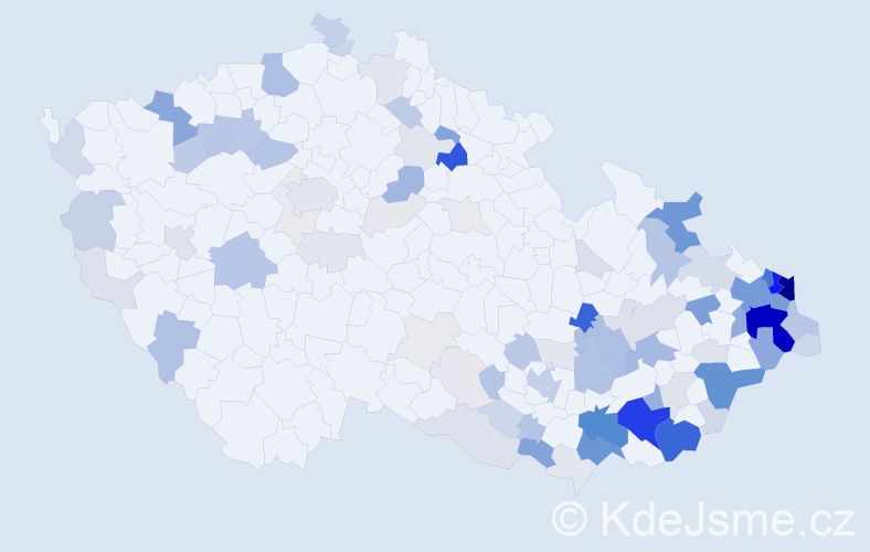 Příjmení: 'Uherek', počet výskytů 442 v celé ČR