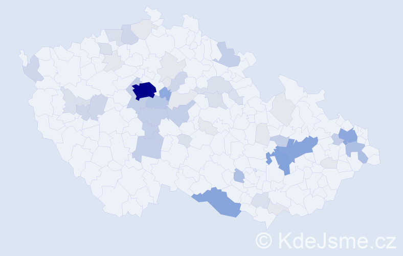 Příjmení: 'Dlabal', počet výskytů 182 v celé ČR