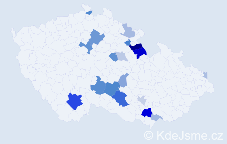 Příjmení: 'Lopatářová', počet výskytů 41 v celé ČR