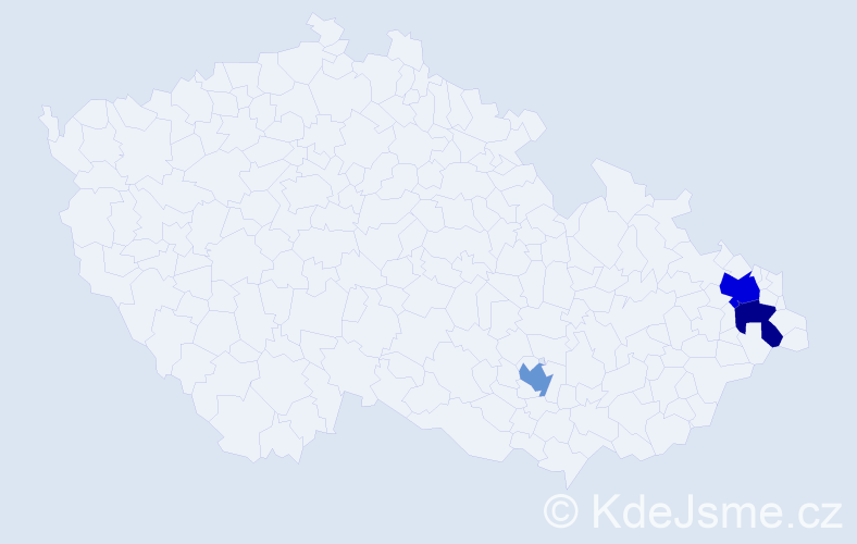 Příjmení: 'Medák', počet výskytů 4 v celé ČR