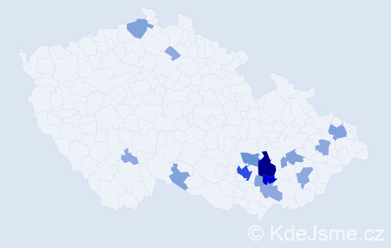 Příjmení: 'Nebojsová', počet výskytů 38 v celé ČR