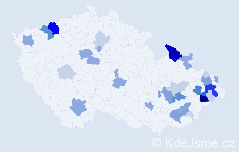 Příjmení: 'Hutyra', počet výskytů 101 v celé ČR