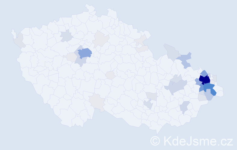 Příjmení: 'Tylečková', počet výskytů 198 v celé ČR