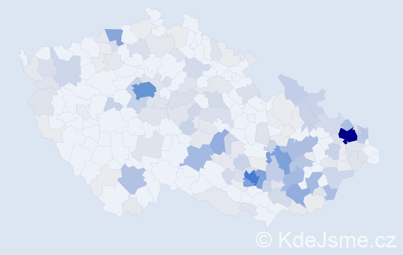 Příjmení: 'Pleva', počet výskytů 656 v celé ČR