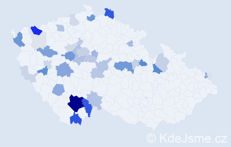 Příjmení: 'Kubata', počet výskytů 154 v celé ČR