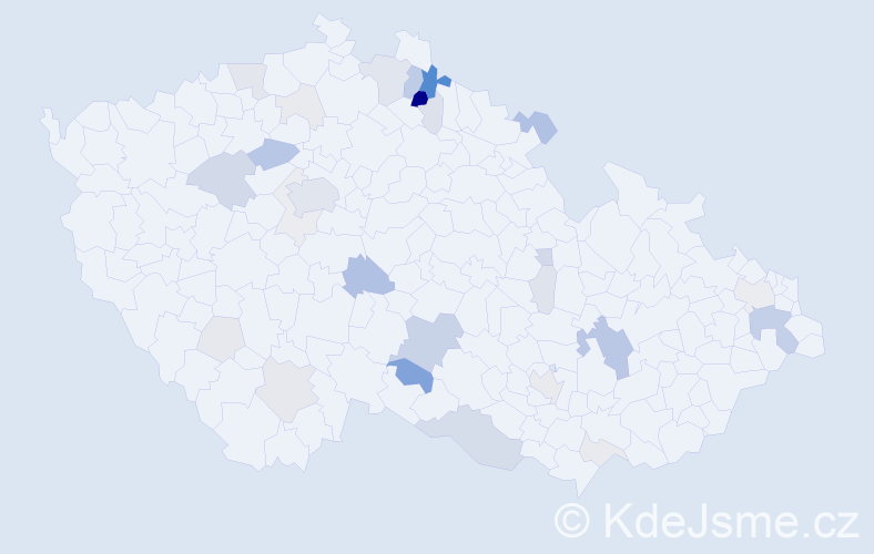 Příjmení: 'Kochánková', počet výskytů 105 v celé ČR