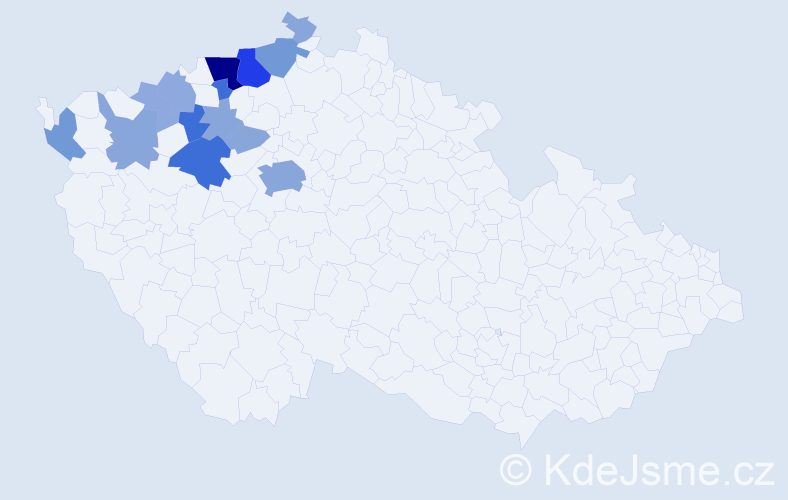 Příjmení: 'Čečrle', počet výskytů 48 v celé ČR