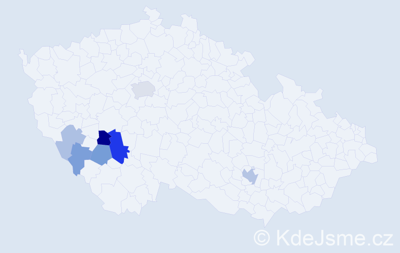 Příjmení: 'Zájeda', počet výskytů 19 v celé ČR