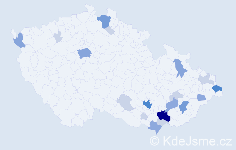 Příjmení: 'Pimek', počet výskytů 57 v celé ČR