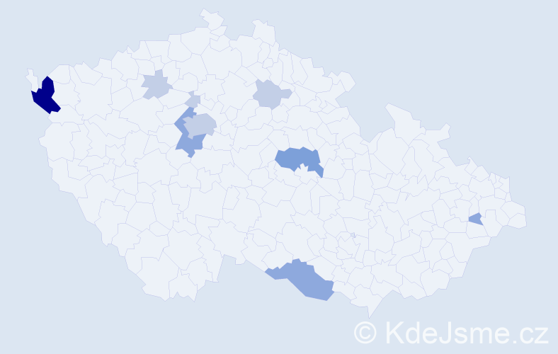 Příjmení: 'Čechvalová', počet výskytů 24 v celé ČR