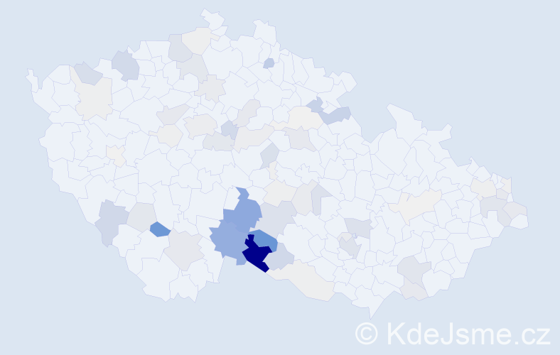 Příjmení: 'Vávrů', počet výskytů 294 v celé ČR
