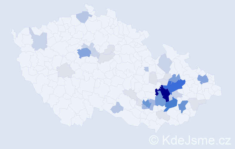 Příjmení: 'Bábek', počet výskytů 130 v celé ČR