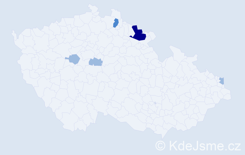 Příjmení: 'Garčeková', počet výskytů 9 v celé ČR