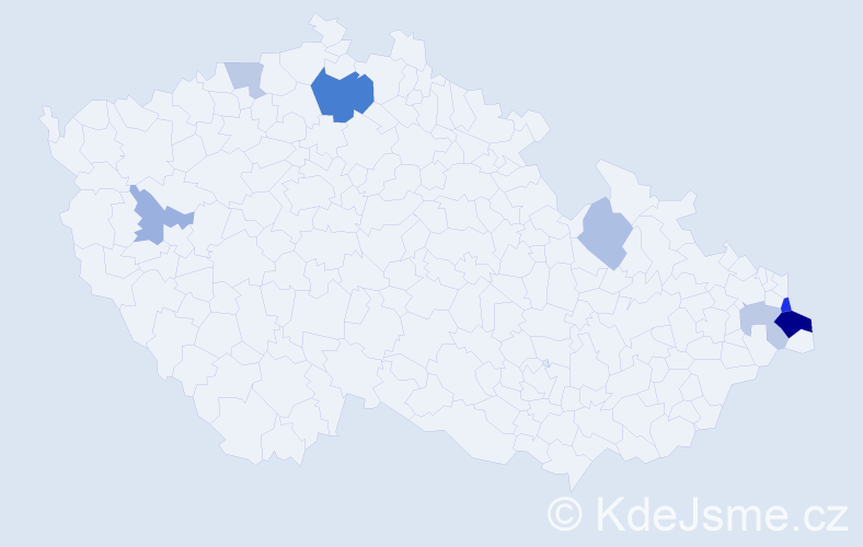 Příjmení: 'Kulhanková', počet výskytů 16 v celé ČR