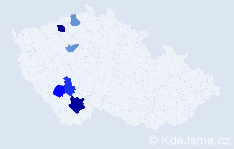 Příjmení: 'Pida', počet výskytů 9 v celé ČR
