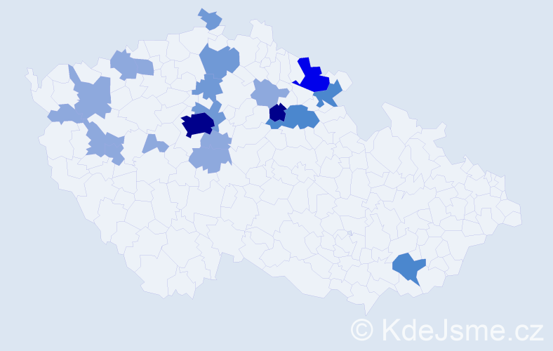 Příjmení: 'Kebort', počet výskytů 44 v celé ČR