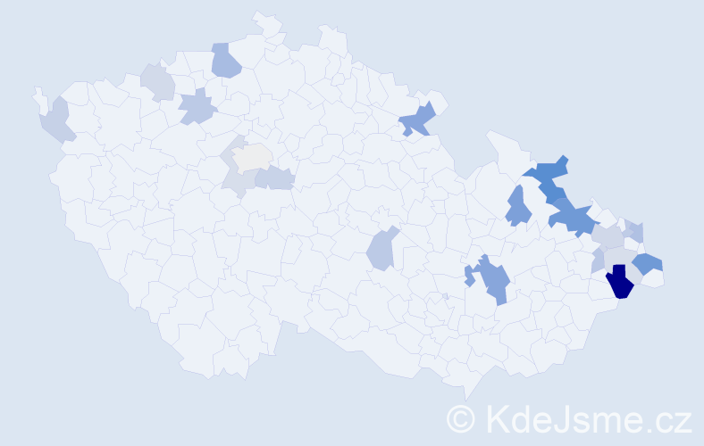Příjmení: 'Varmusová', počet výskytů 45 v celé ČR