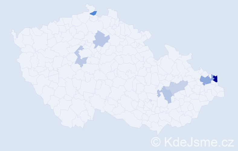 Příjmení: 'Kubisa', počet výskytů 17 v celé ČR