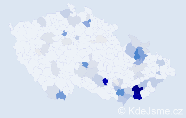 Příjmení: 'Tomešková', počet výskytů 169 v celé ČR