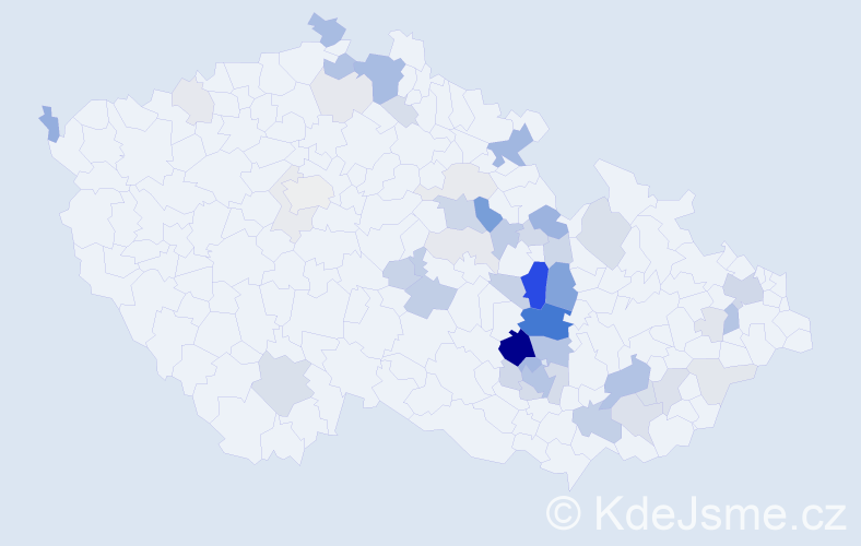 Příjmení: 'Cvrkal', počet výskytů 156 v celé ČR