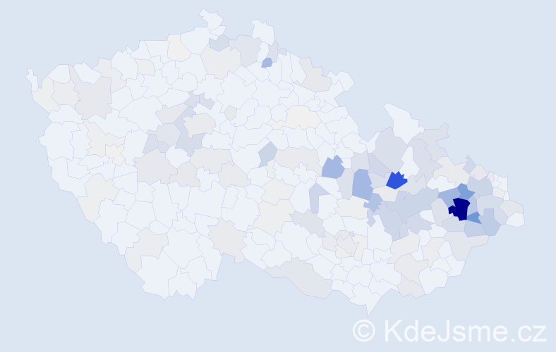 Příjmení: 'Kyselá', počet výskytů 495 v celé ČR