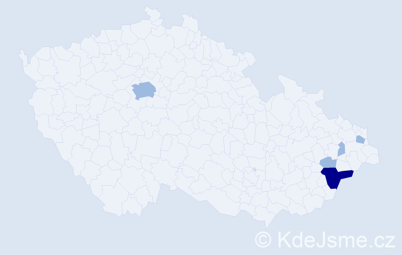 Příjmení: 'Hodošková', počet výskytů 8 v celé ČR