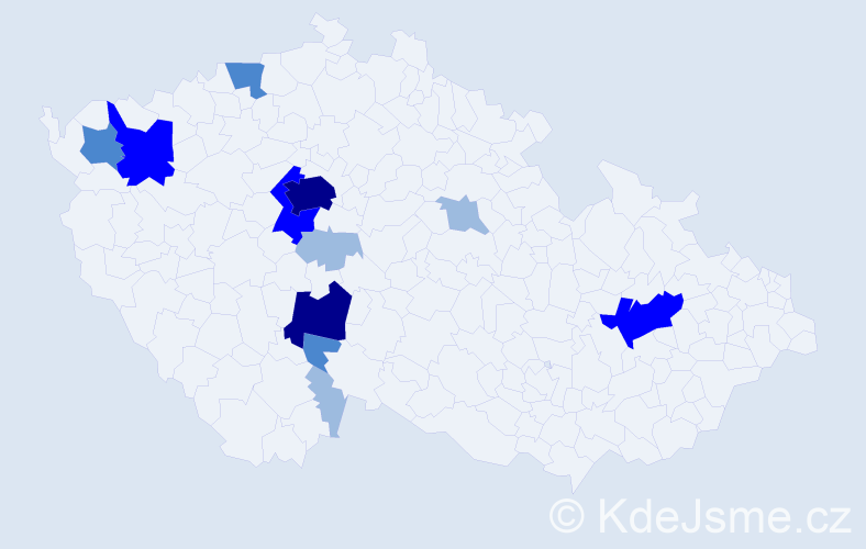 Příjmení: 'Kuchválek', počet výskytů 26 v celé ČR