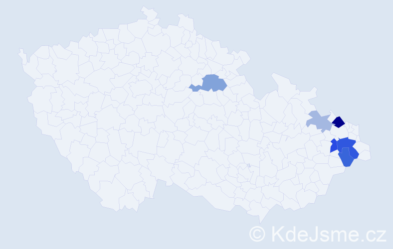 Příjmení: 'Brojáčová', počet výskytů 13 v celé ČR