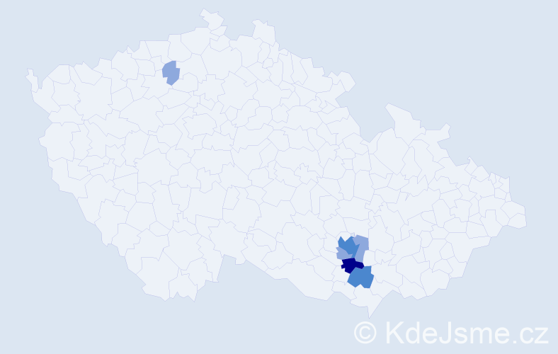 Příjmení: 'Vudková', počet výskytů 15 v celé ČR