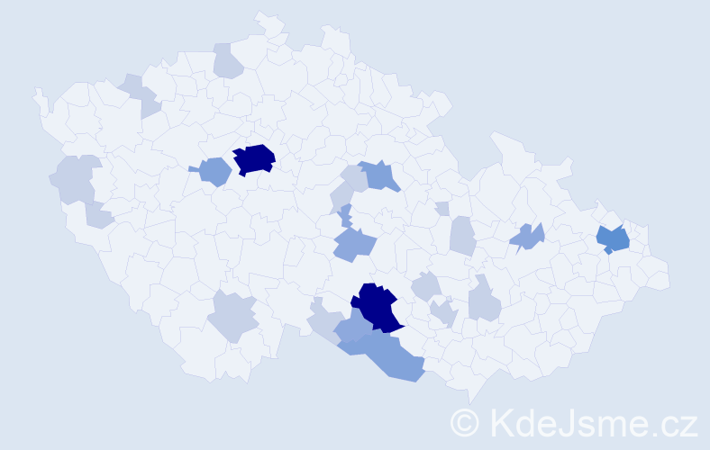 Příjmení: 'Teplanová', počet výskytů 57 v celé ČR