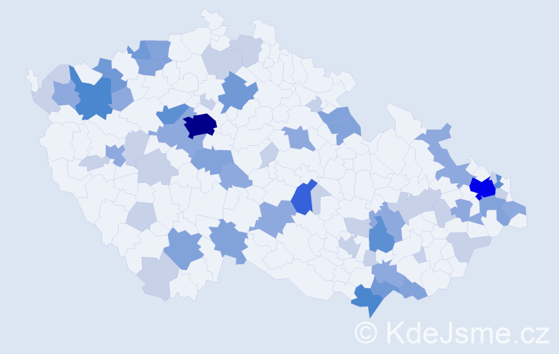 Příjmení: 'Takács', počet výskytů 154 v celé ČR