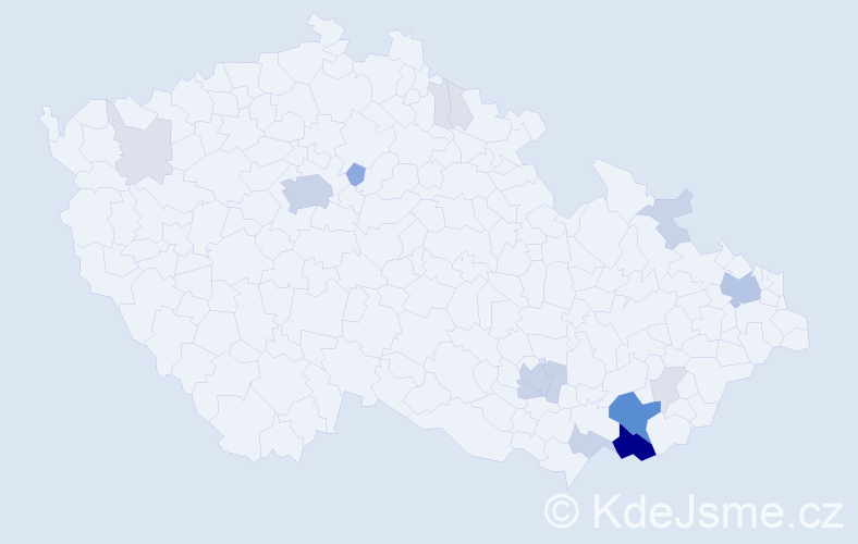 Příjmení: 'Dula', počet výskytů 58 v celé ČR