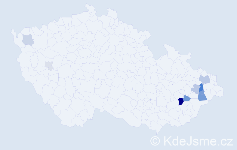 Příjmení: 'Bahner', počet výskytů 19 v celé ČR