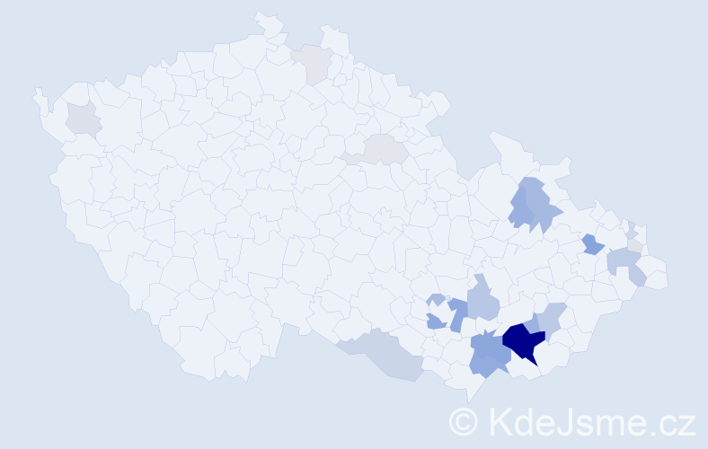Příjmení: 'Lukeštíková', počet výskytů 61 v celé ČR