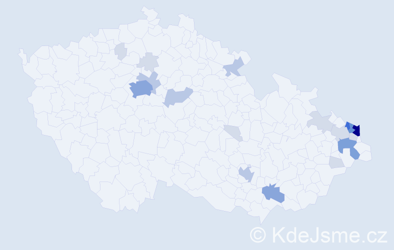 Příjmení: 'Krůl', počet výskytů 63 v celé ČR