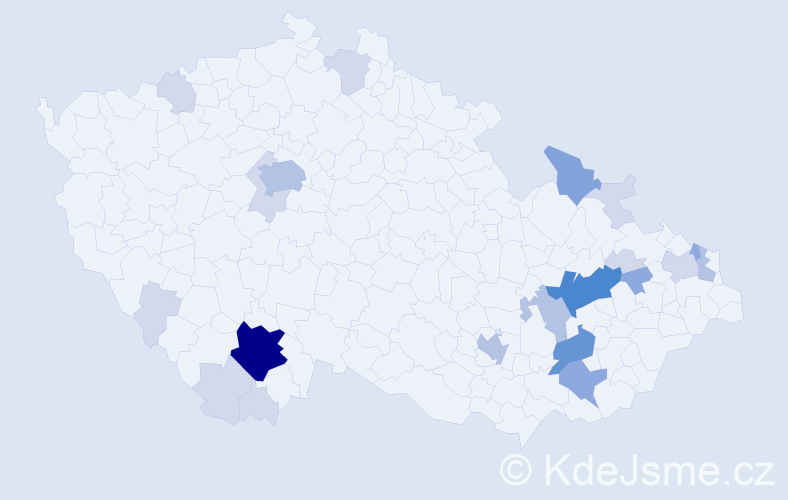 Příjmení: 'Stolička', počet výskytů 62 v celé ČR