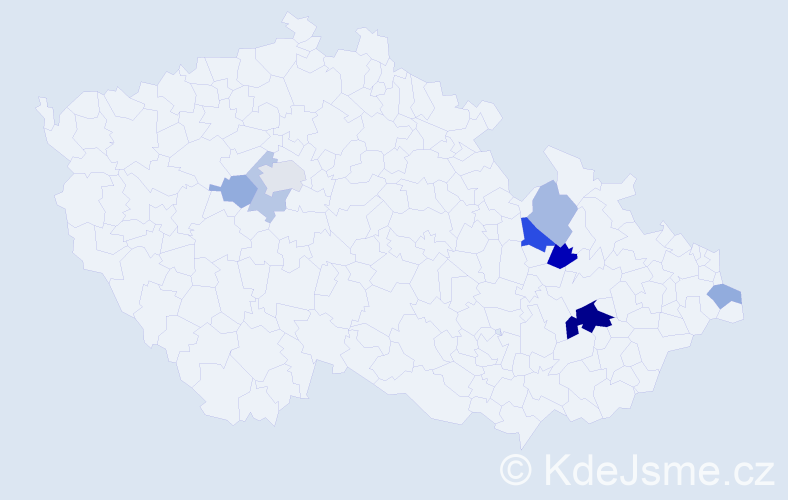 Příjmení: 'Kácel', počet výskytů 17 v celé ČR