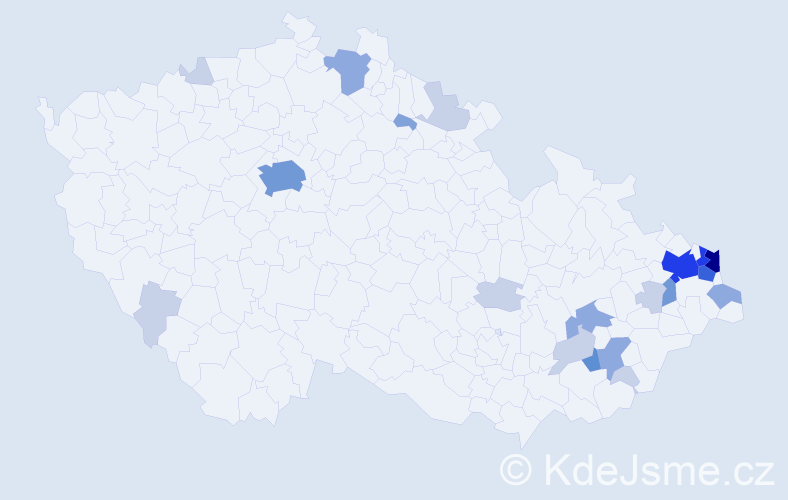 Příjmení: 'Wojcik', počet výskytů 66 v celé ČR