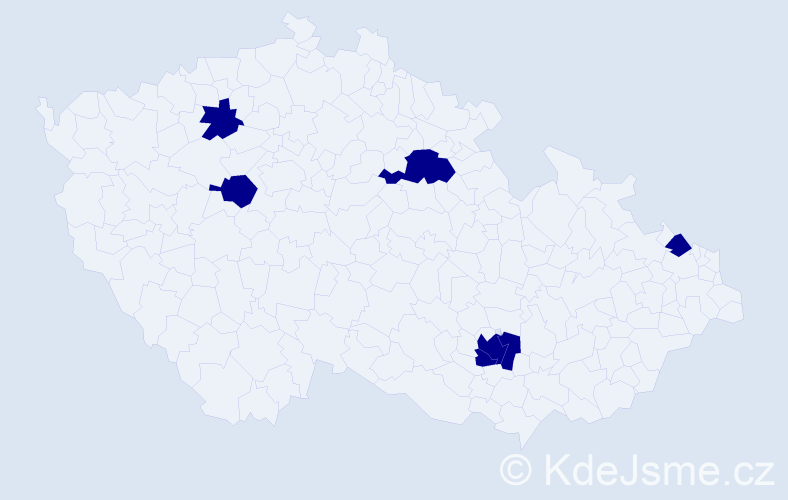 Příjmení: 'Moritz', počet výskytů 6 v celé ČR