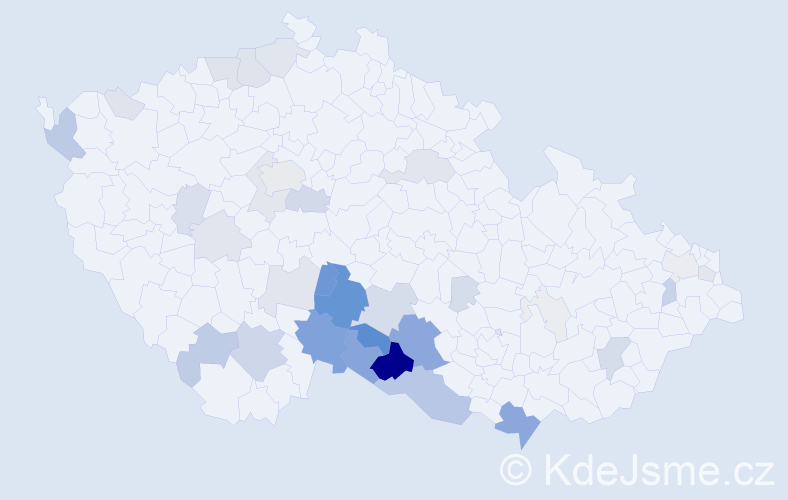 Příjmení: 'Tržil', počet výskytů 155 v celé ČR