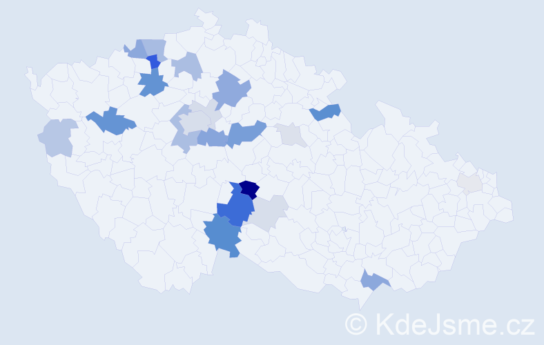 Příjmení: 'Bejdová', počet výskytů 64 v celé ČR