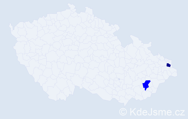 Příjmení: 'Frízová', počet výskytů 3 v celé ČR