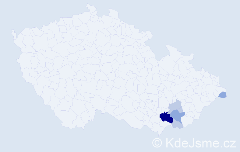 Příjmení: 'Rachvalová', počet výskytů 17 v celé ČR