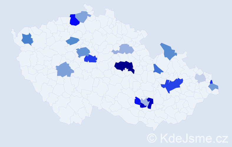 Příjmení: 'Černilová', počet výskytů 45 v celé ČR