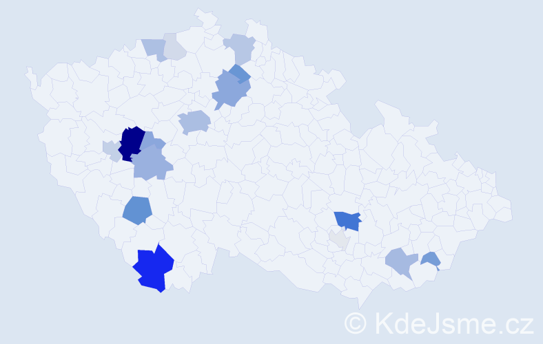 Příjmení: 'Ungerman', počet výskytů 55 v celé ČR