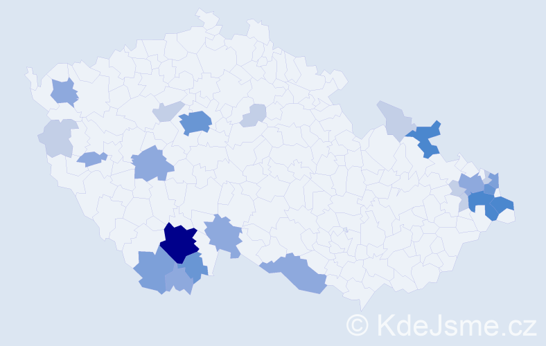 Příjmení: 'Belešová', počet výskytů 65 v celé ČR