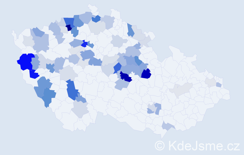 Příjmení: 'Merglová', počet výskytů 225 v celé ČR