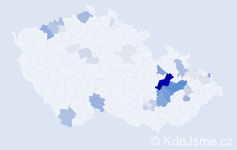 Příjmení: 'Peč', počet výskytů 108 v celé ČR