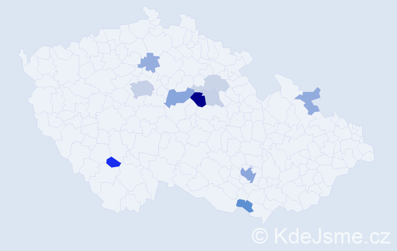 Příjmení: 'Mahelka', počet výskytů 24 v celé ČR